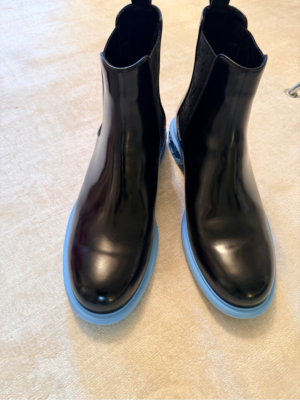 Louis Vuitton Black Chelsea Boots with Light Blue Sole - Men